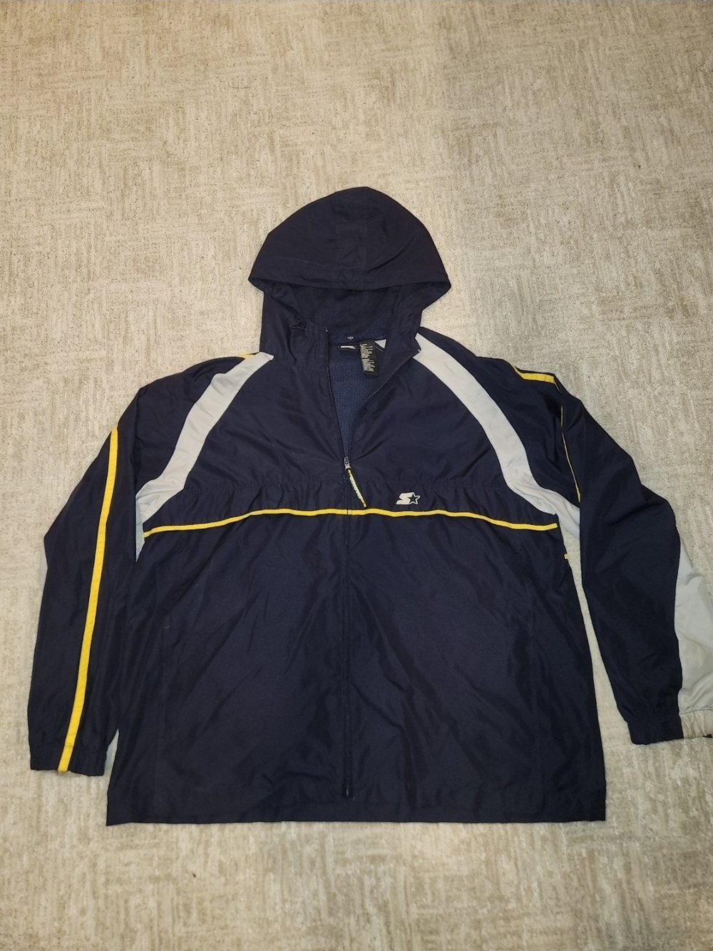 Vintage Y2K Navy and White Starter Wind & Water Resistant Jacket Mens Medium New